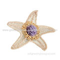 Starfish Beach Brooches, Wholesale, Made of Lace, Alloy Accessories and Resin Flower